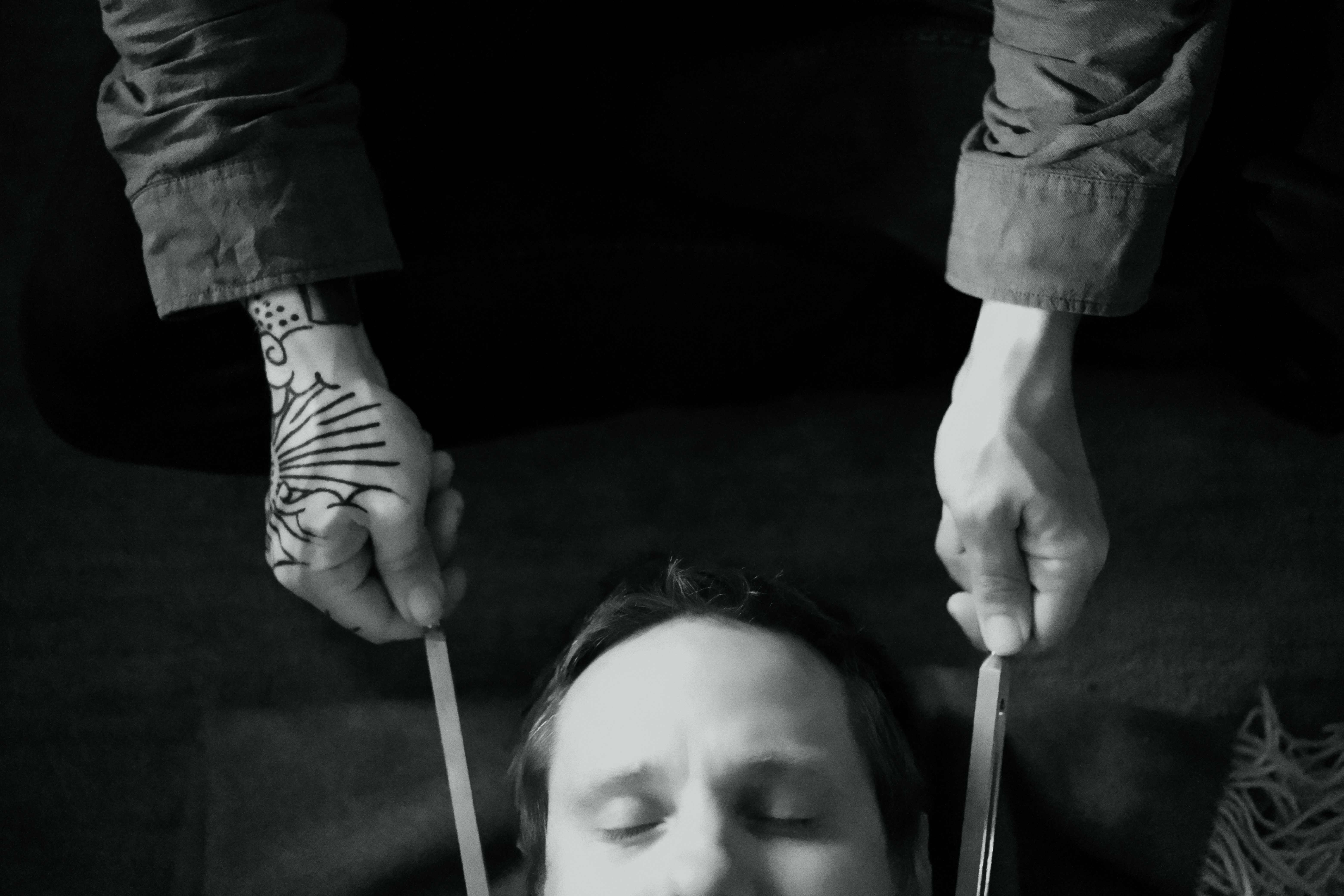 Tuning forks being used in sound therapy